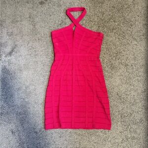NBD Bodycon Strapless Pink Dress Halter Open Back M